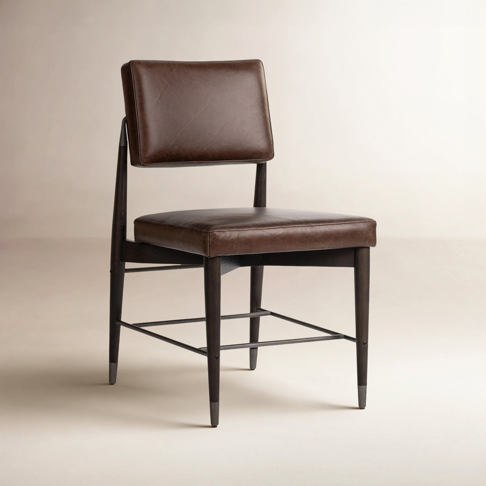 Kasch Oak Dining Chair, Havana Brown Leather