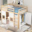Lit mezzanine en bois avec garde-robe de rangement intégré et 2 fenêtres / blanc