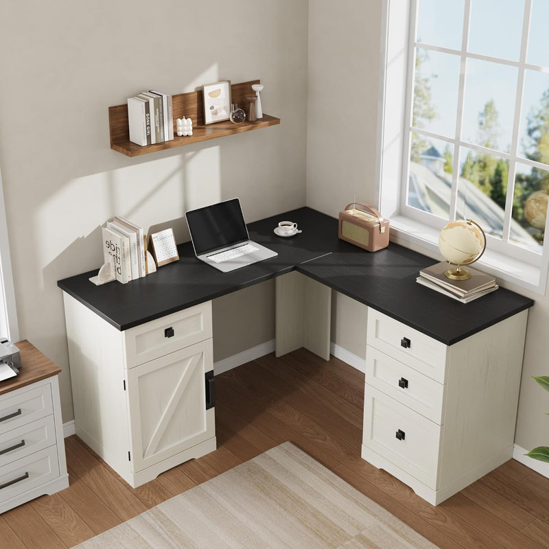 Bureau de direction en L Boese Farmhouse, Noir