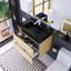 30 po W Meuble-lavabo mural à simple cuve avec lavabo noir-106950520