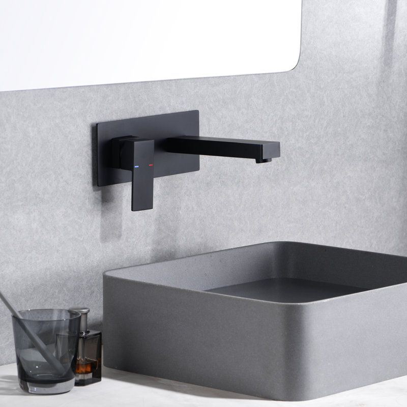 Bathroom Vanity faucet, Vanities Faucets Wall Sink Faucet Single Hole with Left-Handed, Matte Black