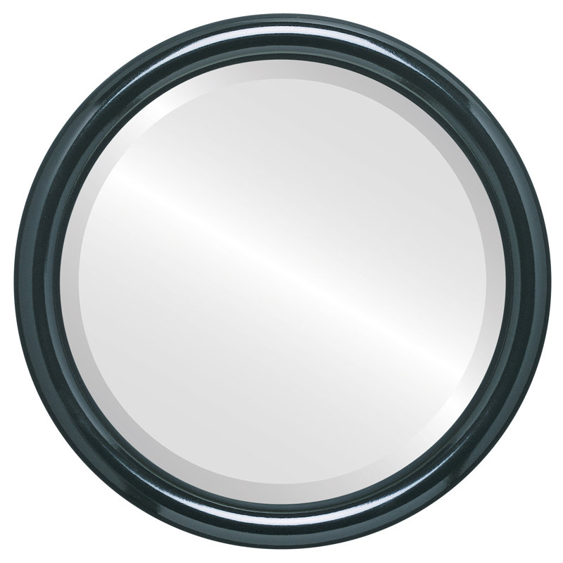 Rowles Round Mirror, 15.375" x 15.375", Gloss Black
