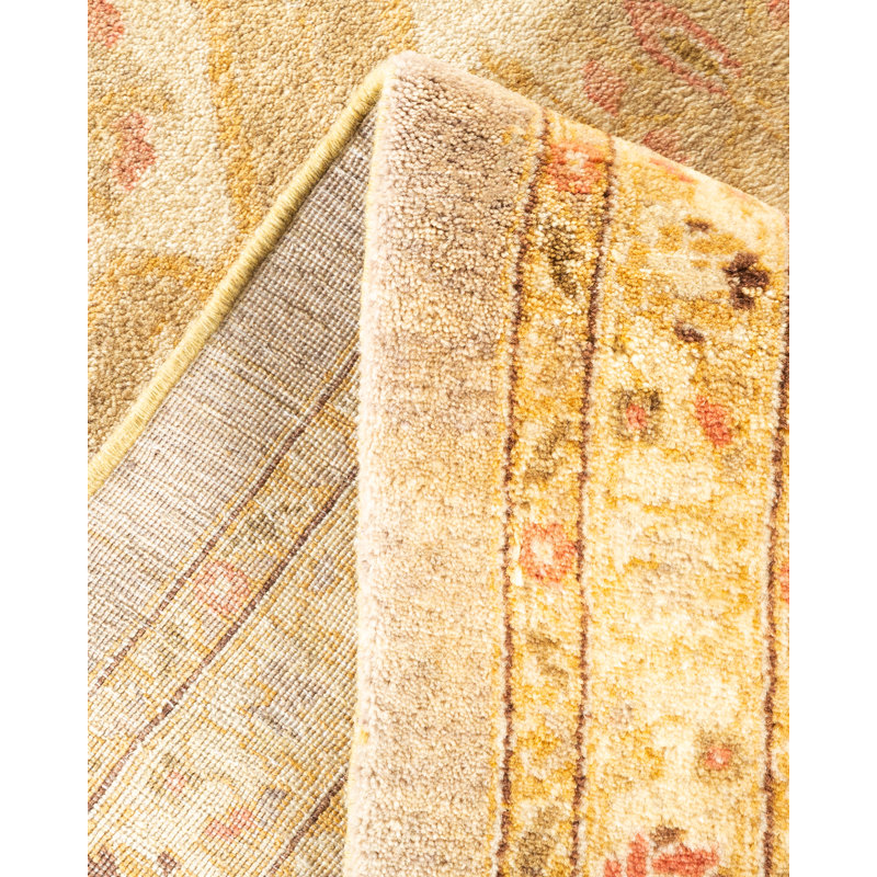 Tapis gris clair / brun / orange noué à la main de conception unique 8 pi 3 po x 13 pi 10 po Hayner