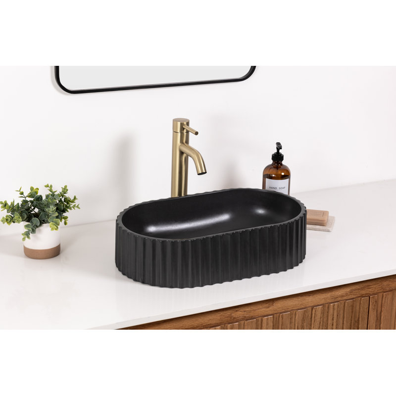 Lavabo vasque ovale cannelé Ventura, Charcoal Black