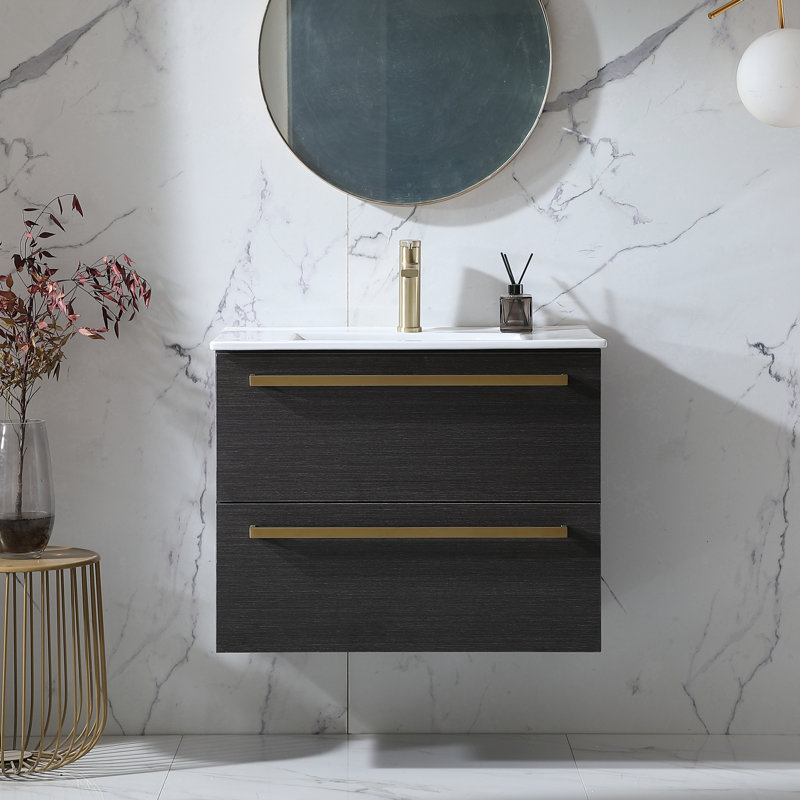 Ensemble de meuble-lavabo mural simple moderne à 2 tiroirs 30 po Mou