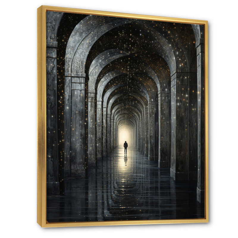 «Tunnel Silent Symphony Pointillism», reproduction sur toile, H 44 po x l 34 po x P 1,5 po, Cadre flottant doré