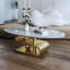 Table basse contemporaine en faux marbre avec base en acier inoxydable