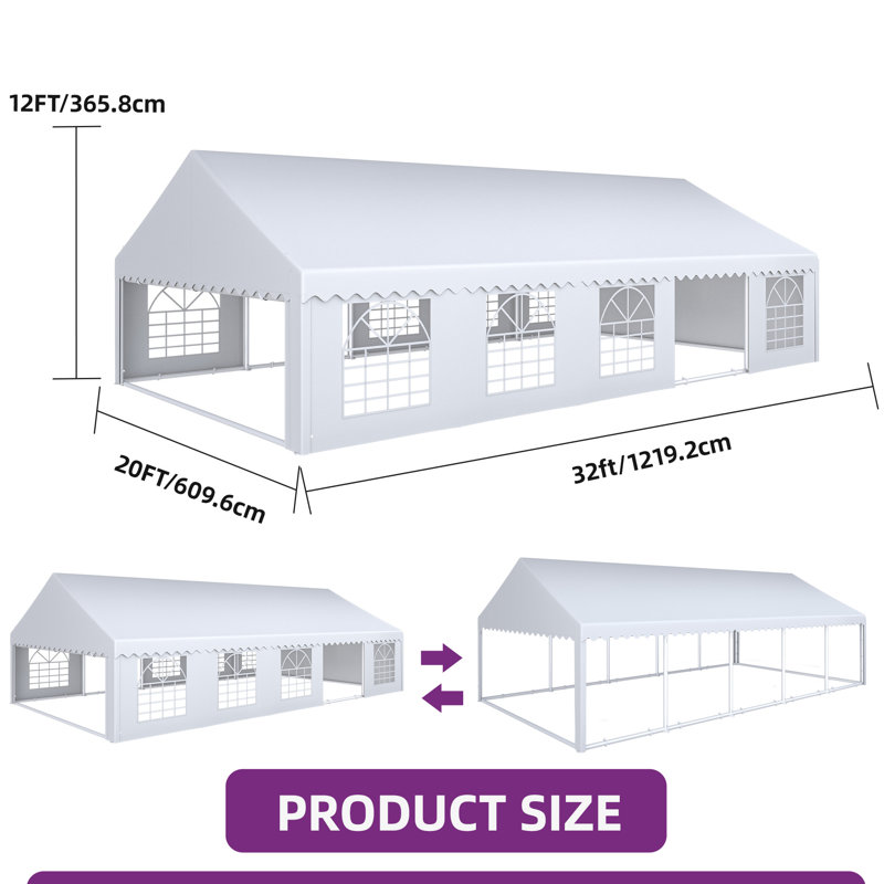 Heavy Duty Galvanized Steel Dome Canopy, 32 ft. W x 20 ft. D
