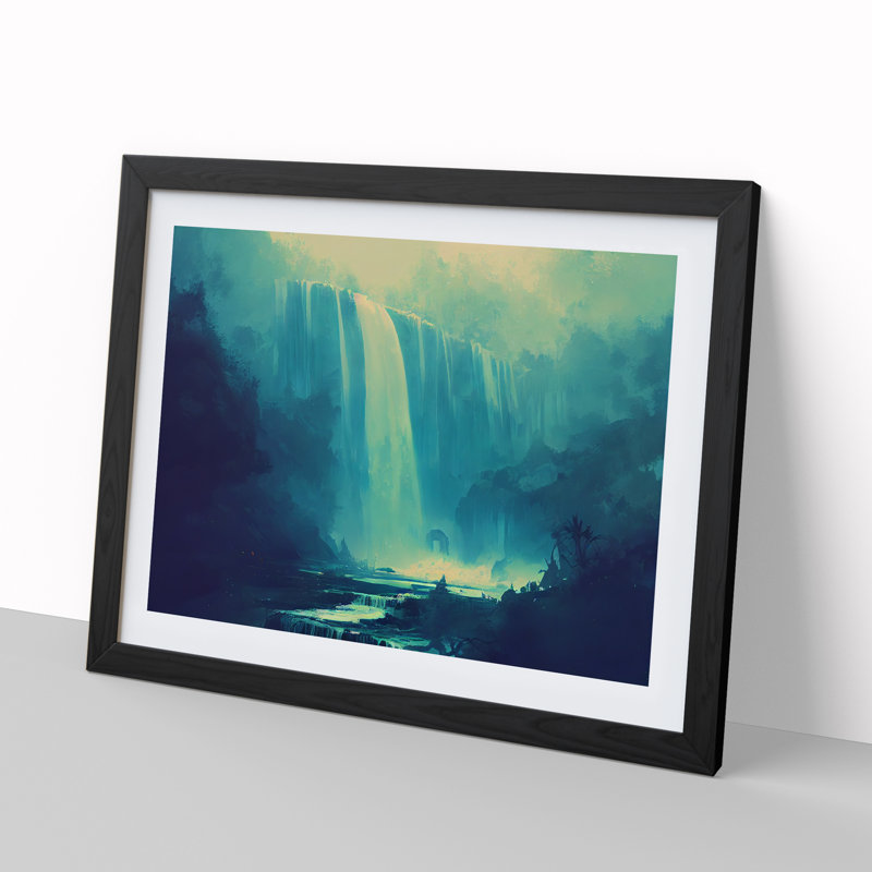 Contemporary Waterfall - Framed Print, Black, 46cm H x 64cm W x 2cm D