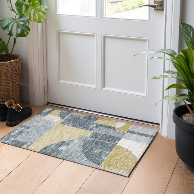 Tapis gris intérieur / extérieur lavable à la machine Cinead ACN1692, Rectangle 1 pi 8 po x 2 pi 6 po