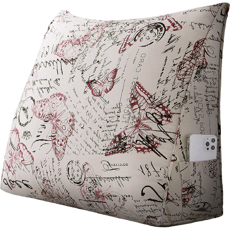 Free Form and Triangular Backrest Cushion, Red Butterfly