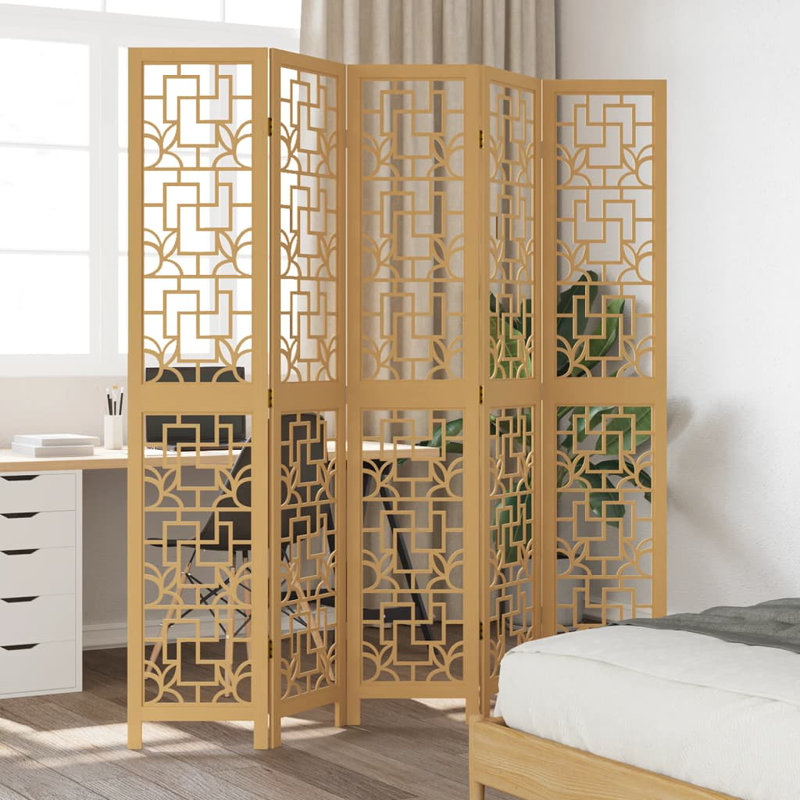 Charnique 180cm W 5 - Panel Solid Wood Folding Room Divider, 200cm H x 180cm W