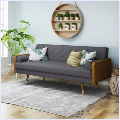 Mid Century Modern Tufted Fabric Sofa