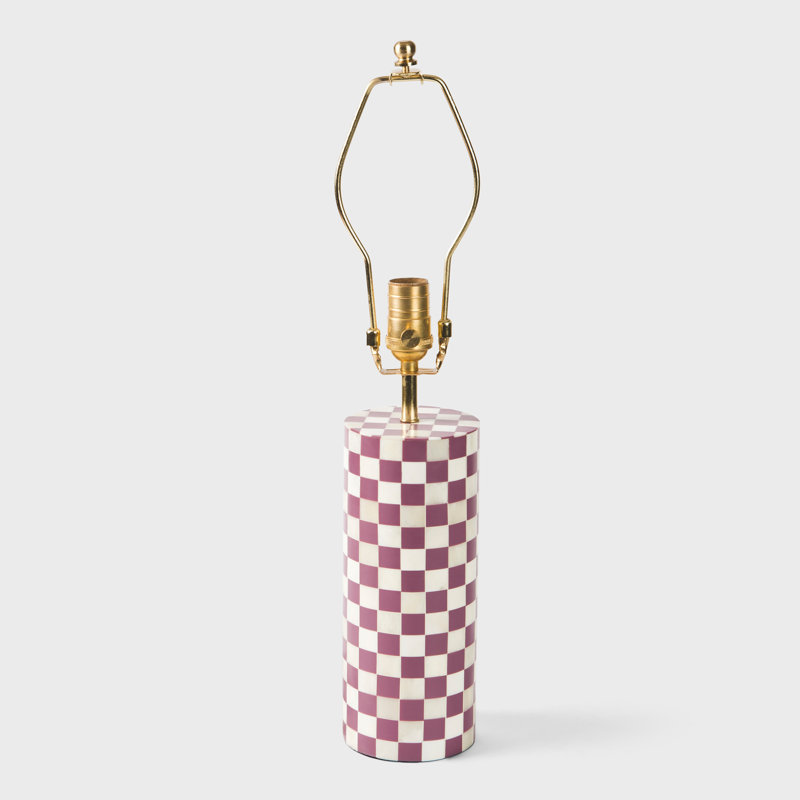 Checkered Bone Inlay Table Lamp Base, Lavender
