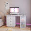 Table de bureau moderne, bureau extensible avec tiroirs de rangement et tablette ouverte, bureau d'ordinateur avec huche et bibliothèque, bureau de direction en bois pour adolescents Bureau d'écriture pour ordinateur portable