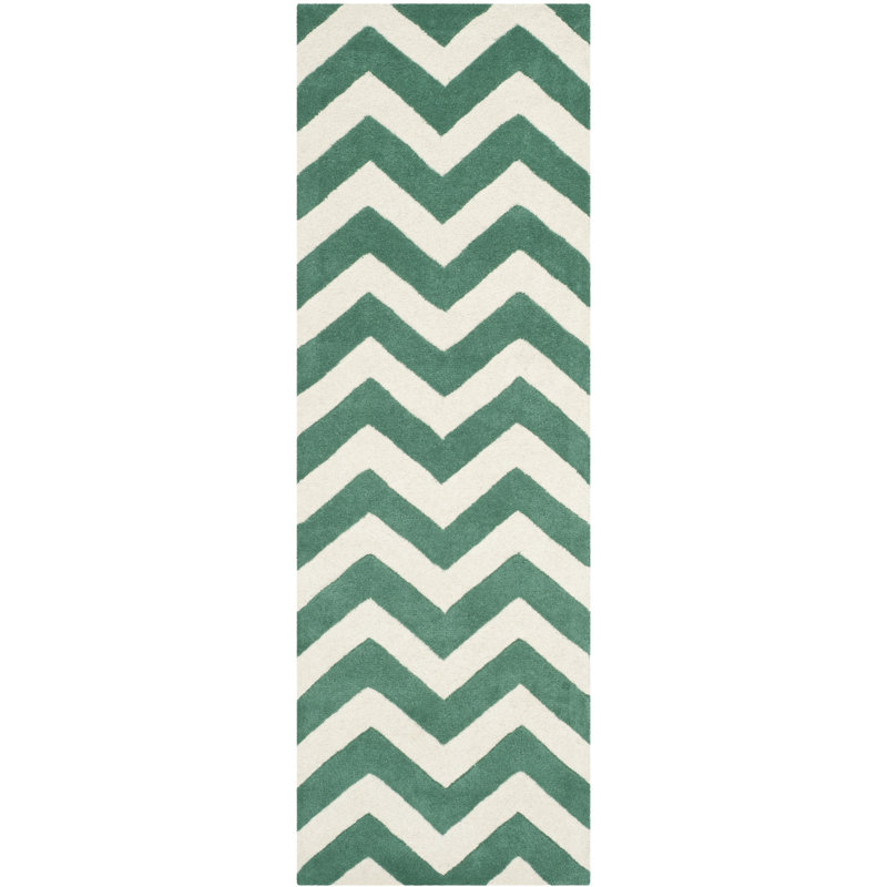 Teresita Hand Tufted Wool Chevron Rug, Runner 2'3" x 9'