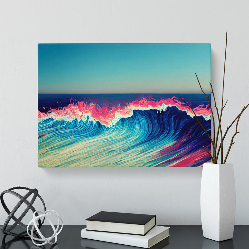 Neon Ocean Wave - Wrapped Canvas