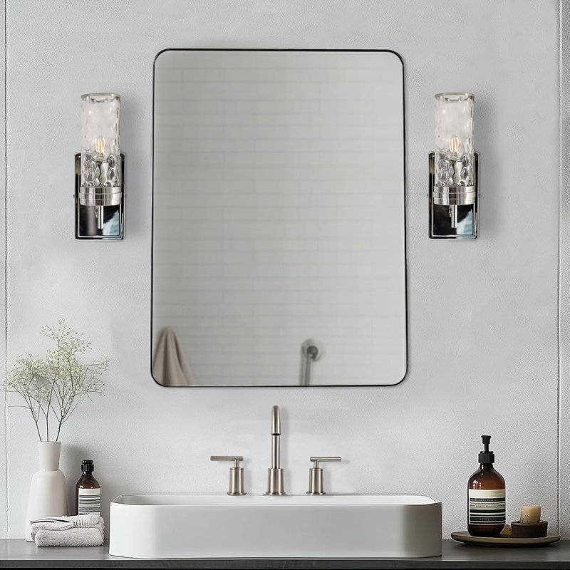 Luminaires de salle de bain 1 lumière Modern, applique murale simple avec abat-jour en verre martelé pour le couloir du salon de salle de bain