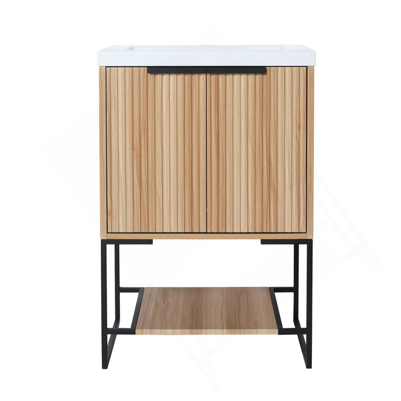 Meuble-lavabo autoportant de 24 po avec lavabo en résine, Érable, 24"