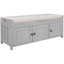 Banc de rangement rustique avec 3 portes à volets, coussin amovible et compartiment caché pour le vestibule ou la chambre à coucher-479247112