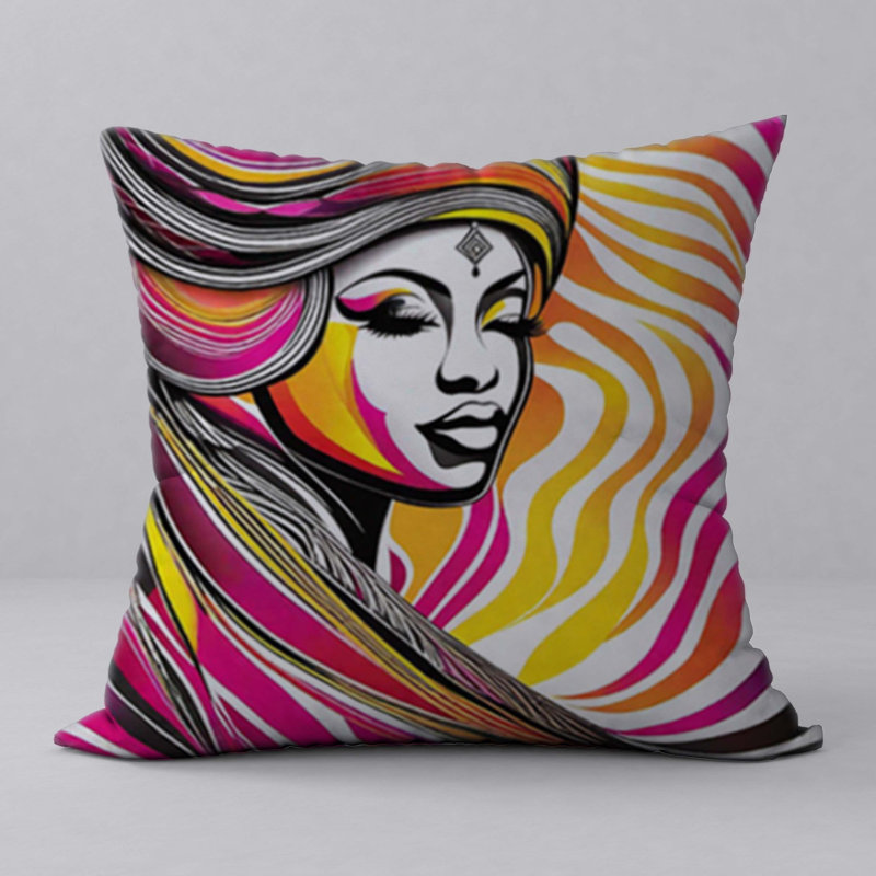 Abstract Reversible Throw Pillow, 22" H x 22" W