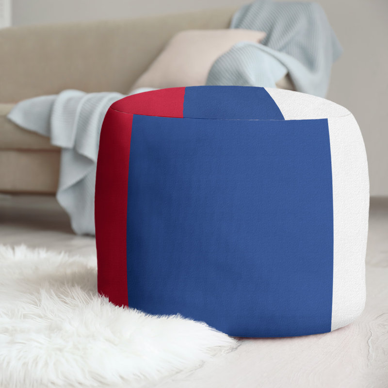 repose-pieds rond 20,5", Rouge clair / bleu royal / blanc