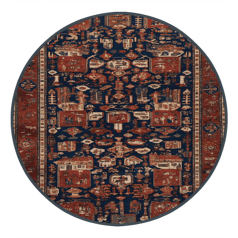 Tapis brun turc lavable à la machine, Rond 3 pi