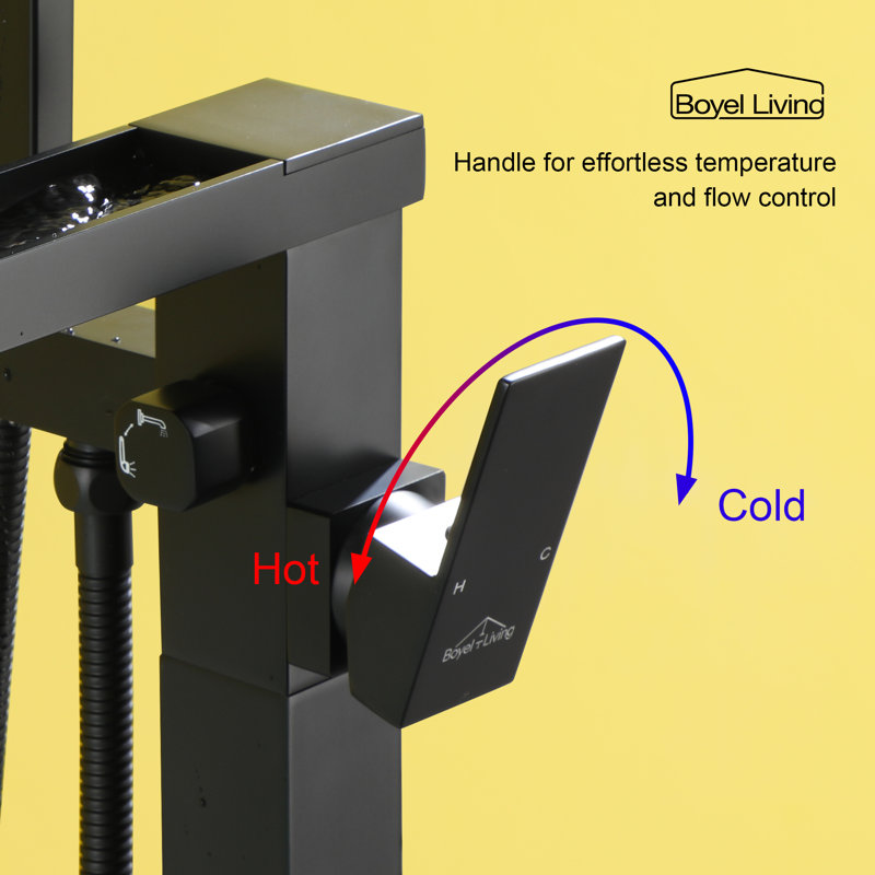 1 Handle Floor Freestanding Tub Filler with Diverter, Black