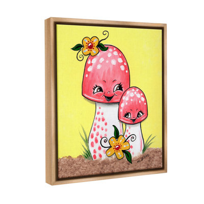 "Happy Mushroom And Flowers" par Michelle Gilsey sur toile