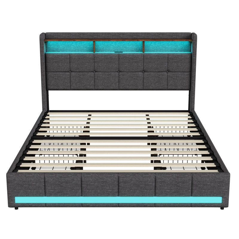 Storage Bed, European Double (140 x 200 cm), Grey