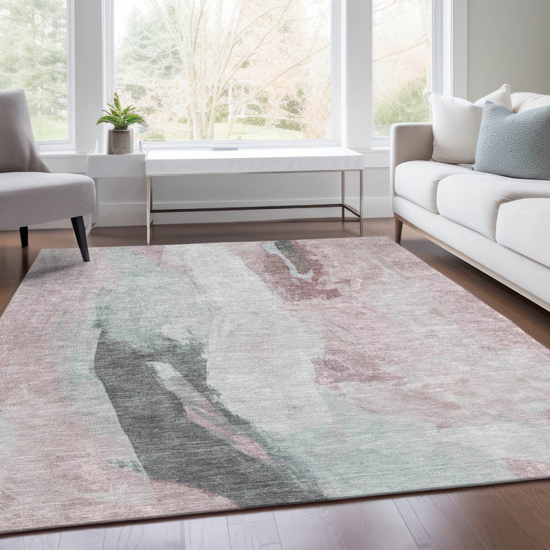Tapis intérieur / extérieur lavable à la machine Xhevrie, Rectangle 5 pi x 7 pi 6 po