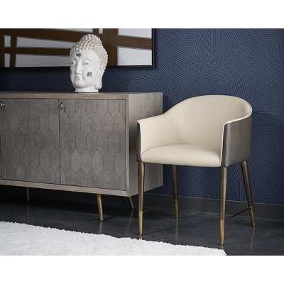19'' H Faux Leather Upholstered Metal Armchair
