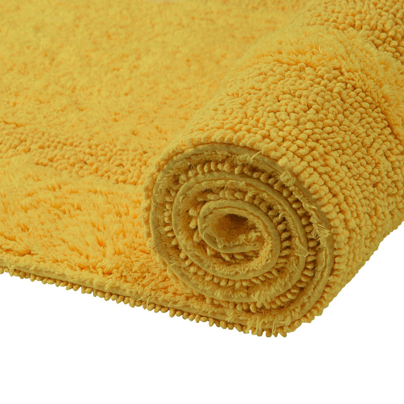Rozanne Reversible Cotton Bath Rug, Yellow, 17" x 24" Rectangle