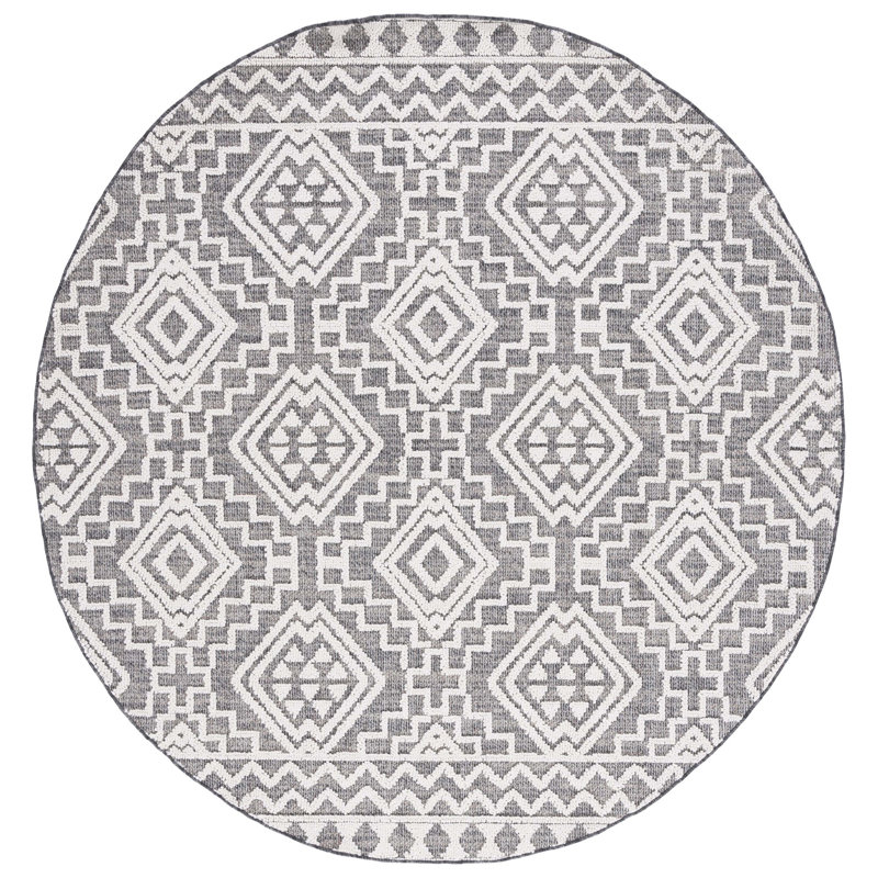 Emestina 800 Performance Southwestern Indoor/Outdoor Area Rug, Round 6'7"