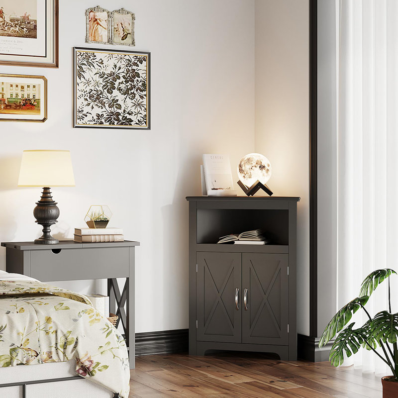 Corner Bathroom Cabinet, Black