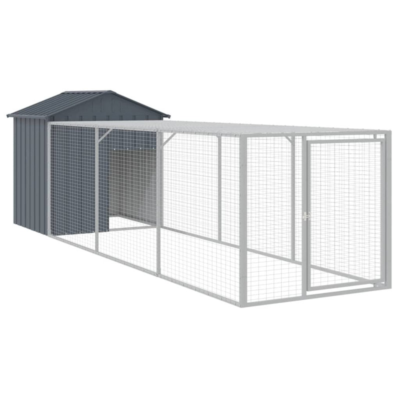 Poulailler avec couloir et grillage Drayten, Gris anthracite, H 48,4 po x l 46,1 po x P 159,4 po