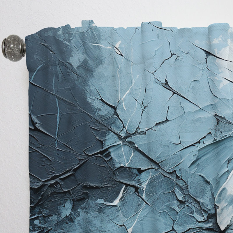 Rideau à formes abstraites blanc et bleu - Velours obscurcissant - 1 panneau, L 52 po x L 90 po