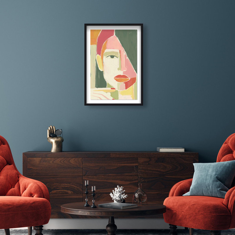 Oliver Gal Looking at You Abstract Portrait - Luxury Shadowbox Framed Wall Art, 31.5" H x 21.5" W, Black