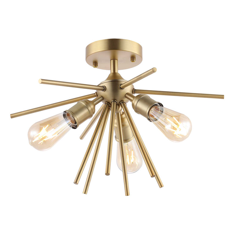 Prudence 3-Light Sputnik Semi Flush Mount, Gold