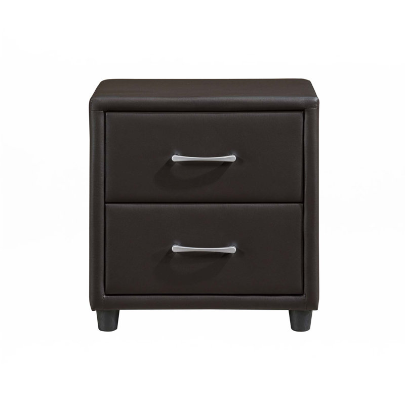 Two Drawers Nightstand, Dark Brown