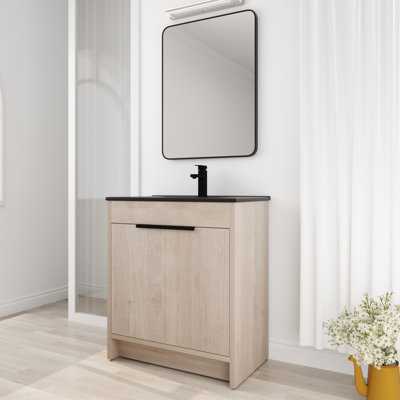 Meuble-lavabo autoportant avec lavabo en céramique