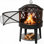 Foyer extérieur à bois avec tisonnier et couvercle, foyer avec grille de cuisson et rangement, noir