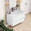 Meuble-lavabo mural Seren de 81 cm (32 pouces) en bois massif avec lavabo en céramique, double tiroir et système de fermeture amortie-116668896