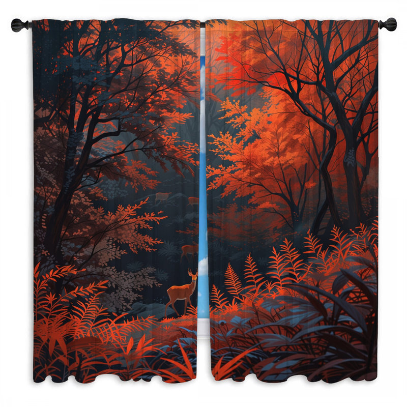 Rideaux de fenêtre Autumn Forest Deer, 20in x 50in - 2 panels, Transparent