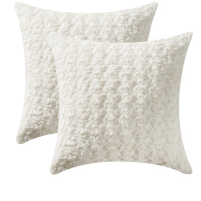 Ensemble de 2 coussins décoratifs en fausse fourrure de lapin (insert inclus)