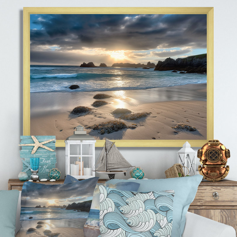 «Beautiful Porthcothan Bay V», reproduction sur toile, H 12 po x l 20 po x P 1 po, Encadrement doré