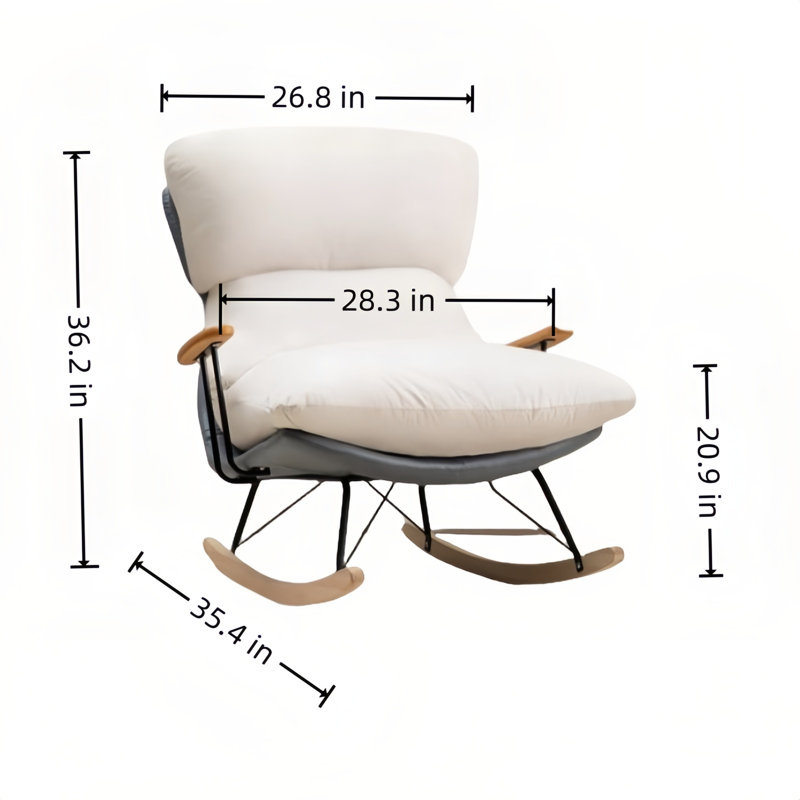 Chaise berçante moderne rembourrée, Gris