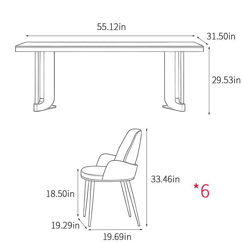 Ensembles de table luxueux de style italien, Blanc / gris, H 29,53 po x L 55,12 po x l 31,5 po