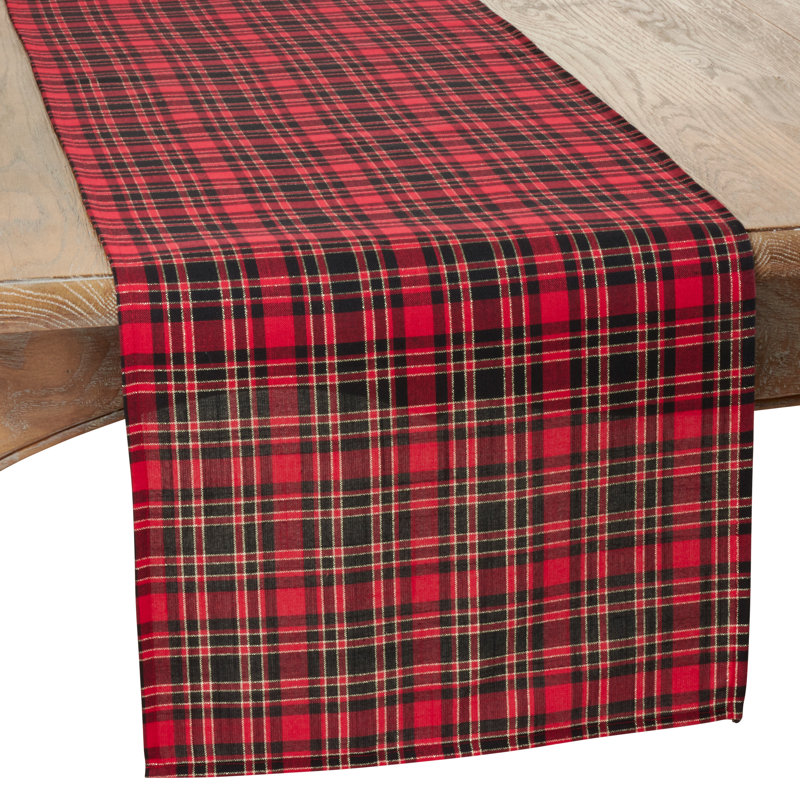 Chemin de table rouge et noir Tartan, P 16 po x L 90 po