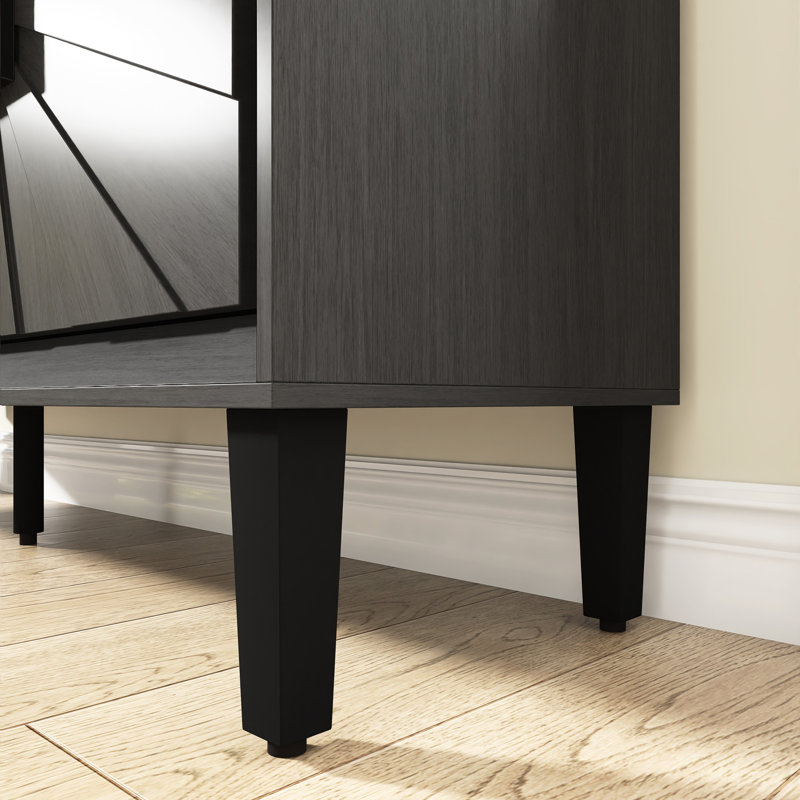 60" W Rustic Farmhouse Sideboard With Adjustable Shelves, Black